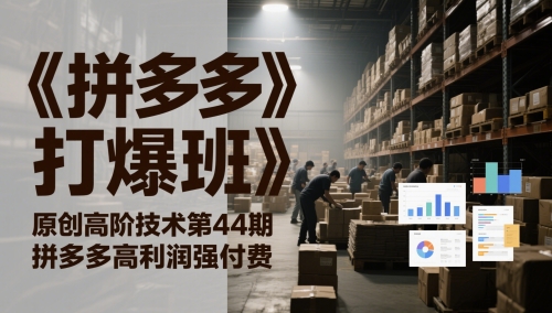 《拼多多打爆班》原创高阶技术第44期，拼多多高利润强付费-网创前栈