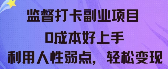 监督打卡副业新玩法，0成本好上手，利用人性的弱点轻松变现-网创前栈