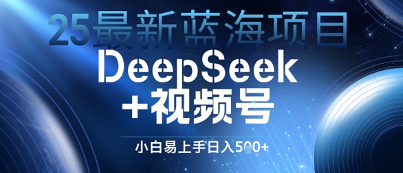 25最新蓝海项目DeepSeek+视频号，小白易上手日入几张-网创前栈