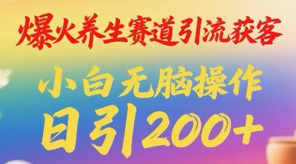 爆火养生赛道引流获客，小白无脑操作，日引200+-网创前栈