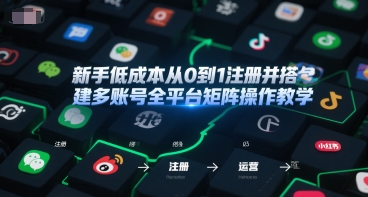 新手低成本从0到1注册并搭建多账号全平台矩阵操作教学，手机号-邮箱-IP-工具-网创前栈