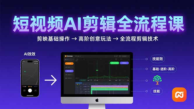 （15647期）短视频AI剪辑技能，从剪映基础操作到高阶创意玩法，全流程剪辑技术-网创前栈