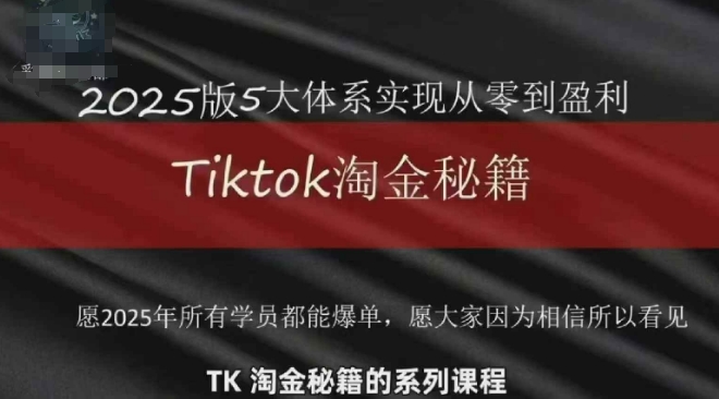 TikTok跨境2025淘金秘籍，​2025TikTok从0到盈利变现-网创前栈
