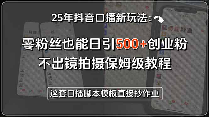 （15384期）25年抖音口播新玩法：零粉丝也能日引500+创业粉，不出镜拍摄保姆级教程…-网创前栈