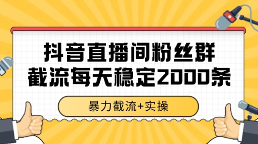 抖音直播间粉丝群暴力截流，一台电脑每天稳定2000条数据【揭秘】-网创前栈
