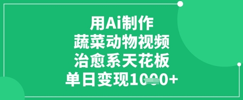 用Ai制作蔬菜动物视频，治愈系天花板，单日变现1k-网创前栈