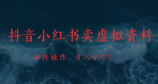 抖音小红书卖虚拟资料，市场需求一直存在，矩阵操作，月入1w+-网创前栈