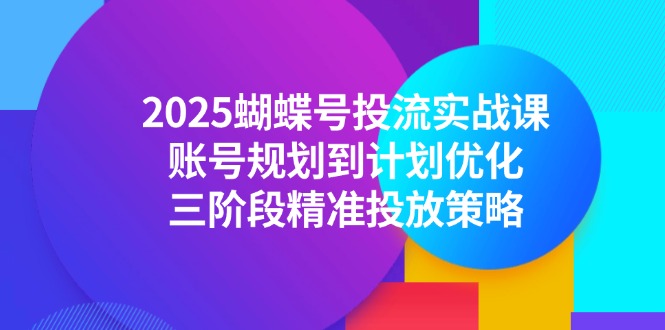 （14987期）2025蝴蝶号投流实战课，账号规划到计划优化，三阶段精准投放策略-网创前栈