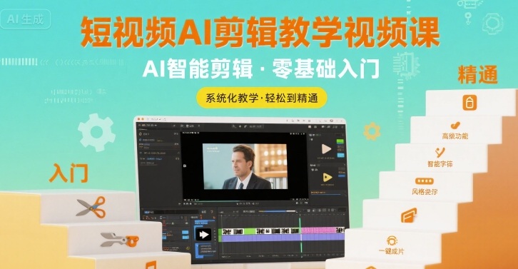 短视频AI剪辑教学视频课，入门到精通-网创前栈