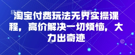淘宝付费玩法无界实操课程，高价解决一切烦恼，大力出奇迹-网创前栈