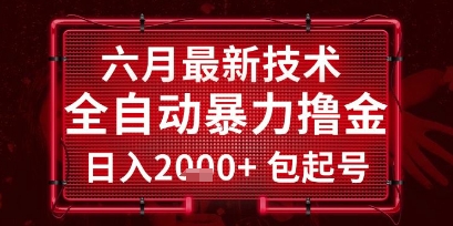 六月最新技术全自动暴力撸金，稳定日入2k+包起号，长期稳定【揭秘】-网创前栈