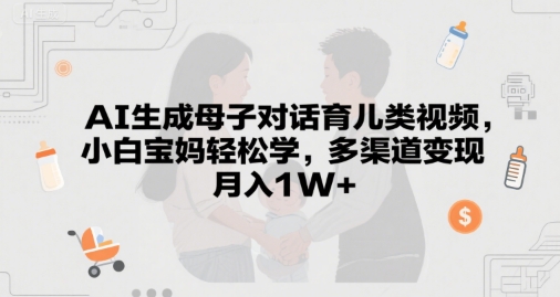 AI生成母子对话育儿类视频，小白宝妈轻松学，多渠道变现，月入1W+-网创前栈