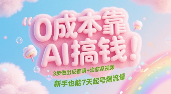 0成本靠AI搞钱！3步做出反差萌+治愈系视频，新手也能7天起号爆流量-网创前栈