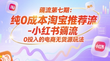 薅流第七期：纯0成本淘宝推荐流-小红书薅流最新版目，0投入的电商无货源玩法（附赠往期）-网创前栈