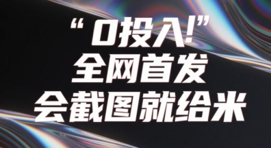 0投入，全网首发，会截图就给米，用户亲测有效，赶紧撸-网创前栈