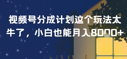 视频号分成计划这个玩法太牛了，小白也能月入8k+-网创前栈