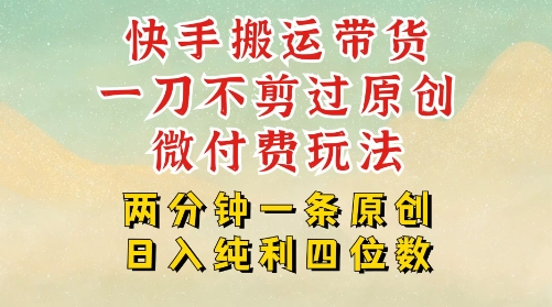 快手黑科技搬运带货，一刀不剪过原创，微付费投流玩法，轻松日入四位数，深层揭秘玩法-网创前栈