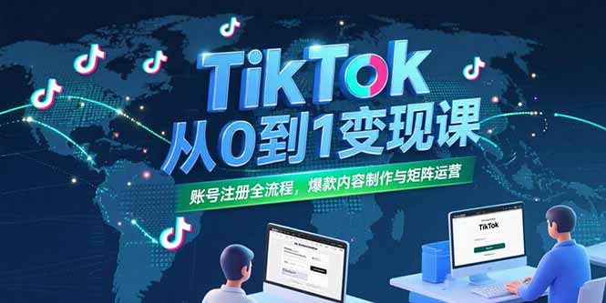 （15346期）TikTok从0到1变现课，账号注册全流程，爆款内容制作与矩阵运营-网创前栈