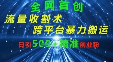 全网流量收割术：跨平台暴力搬运，日引500+精准创业粉-网创前栈