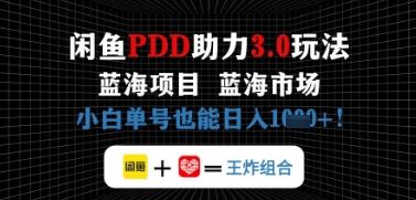 闲鱼拼多多助力，蓝海项目新手单号也能日入几张-网创前栈