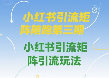 小红书引流矩阵陪跑第三期，小红书引流矩阵引流玩法-网创前栈