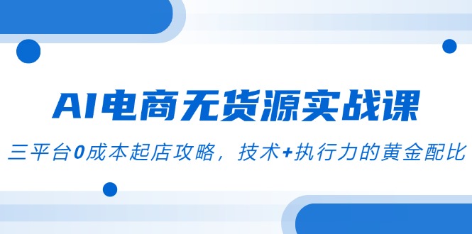 （14982期）AI电商无货源实战课，三平台0成本起店攻略，技术+执行力的黄金配比-网创前栈