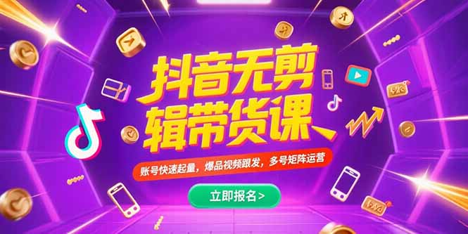 （15365期）抖音不剪辑带货课，账号快速起量，爆品视频跟发，多号矩阵运营-网创前栈