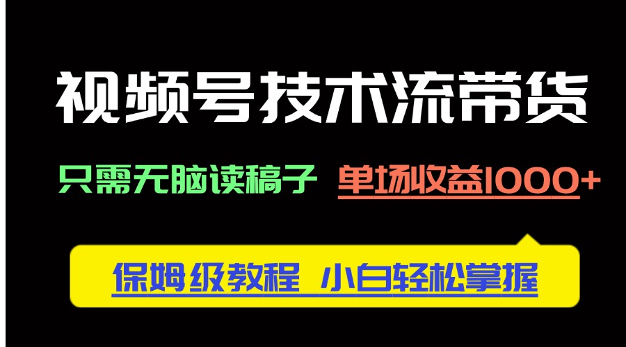 （14476期）视频号技术流带货，只需无脑读稿子，单场收益1000+ 保姆级教程，小白轻…-网创前栈