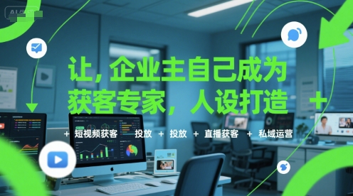 让企业主自己成为获客专家，人设打造+短视频获客+投放+直播获客+私域运营-网创前栈