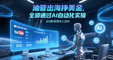 油管出海挣美金，全部通过AI自动化实操，从0到1实现月入过W-网创前栈