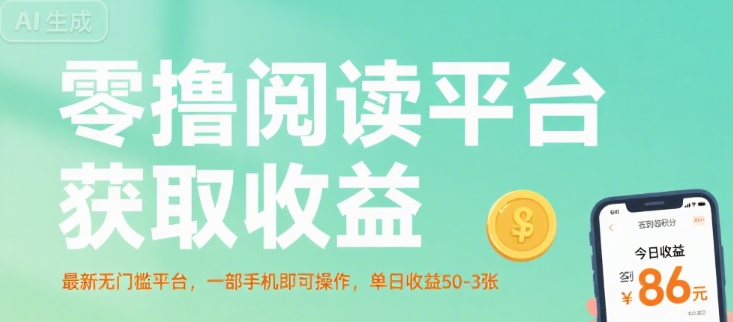 零撸阅读平台获取收益，最新无门槛平台，一部手机即可操作，单日收益50-3张【揭秘】-网创前栈