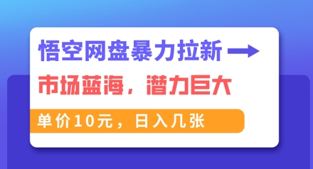 悟空网盘暴力拉新：一单10元，市场空白，日入几张-网创前栈