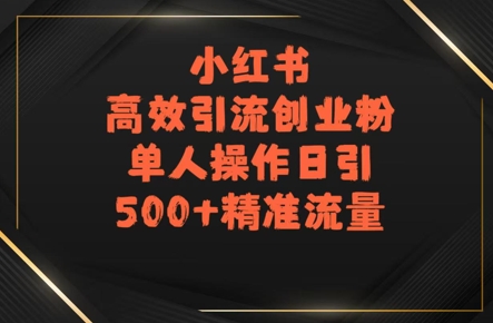 小红书高效引流创业粉，单人操作日引500+精准流量-网创前栈