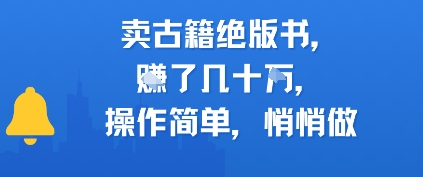 卖古籍绝版书，挣了几十个，操作简单，悄悄做-网创前栈