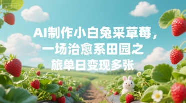 AI制作小白兔采草莓，一场治愈系田园之旅单日变现多张-网创前栈