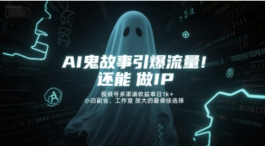 AI鬼故事引爆流量，还能做IP，视频号多渠道收益单日1k+，小白副业、工作室放大的最佳选择-网创前栈