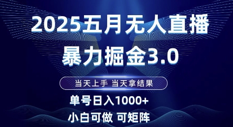 2025五月无人直播暴力掘金3.0，当天上手，当天拿结果，单号日入1k+小白可做可矩阵【揭秘】-网创前栈