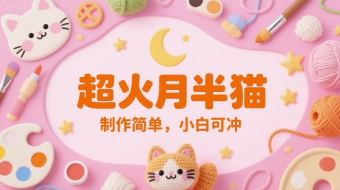 超火月半猫，制作简单，小白可冲-网创前栈