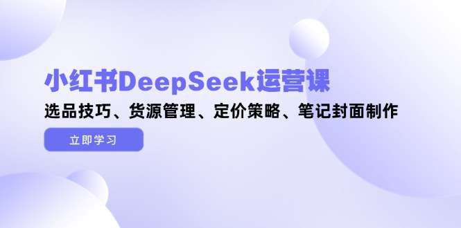 （14748期）小红书DeepSeek运营课，选品技巧、货源管理、定价策略、笔记封面制作-网创前栈