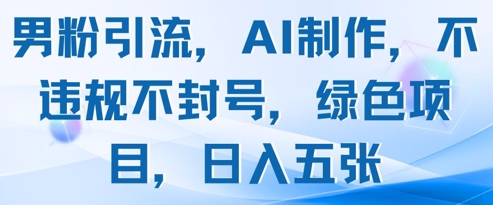 男粉引流，AI制作，不违规不封号，绿色项目，日入五张-网创前栈