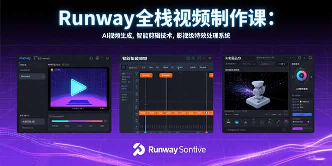 （15515期）Runway全栈视频制作课：AI视频生成，智能剪辑技术，影视级特效处理系统-网创前栈