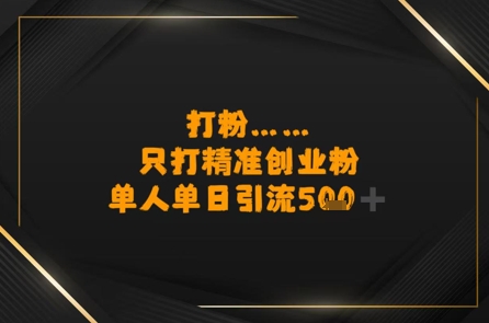 打粉只打精准创业粉，单人单日引流500+-网创前栈