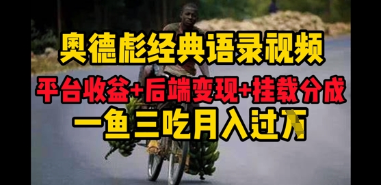 奥德彪经典语录做好一条视频分发全平台，平台收益+后端变现+挂载程序，一鱼三吃多重变现-网创前栈