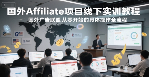 国外Affiliate项目线下实训教程，国外广告联盟从零开始的具体操作全流程-网创前栈