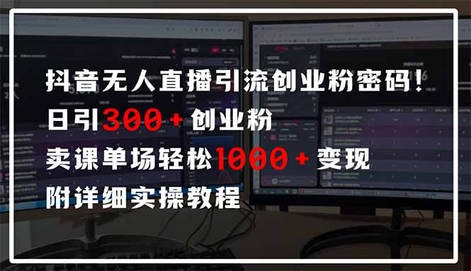（14564期）抖音无人直播引流密码！日引300+创业粉 单场轻松1000+变现 附详细实操教程-网创前栈