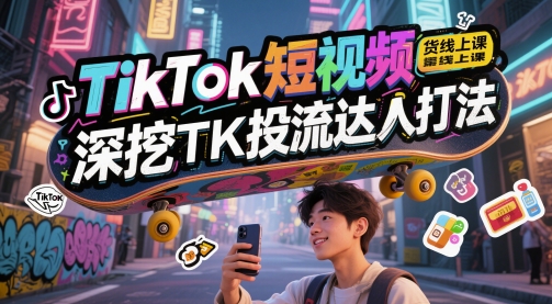 TikTok短视频带货线上课，深挖TK投流达人打法-网创前栈