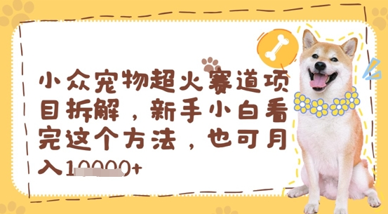 小众宠物超火赛道项目拆解，新手小白看完这个方法，也可月入过w-网创前栈