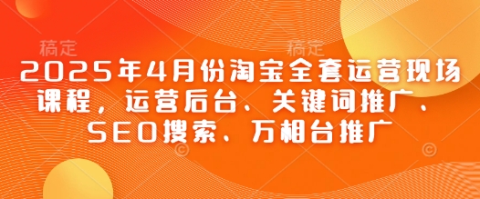 2025年4月份淘宝全套运营现场课程，运营后台、关键词推广、SEO搜索、万相台推广-网创前栈