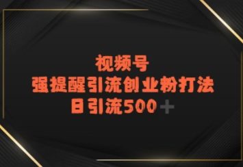 视频号强提醒引流，日引流500+精准创业粉？-网创前栈