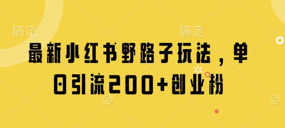 最新小红书野路子玩法，单日引流200+创业粉-网创前栈